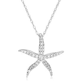 14k White or Yellow Gold Jewels of the Sea Diamond Starfish Pendant (1 8 cttw,... by Amazon.com Collection