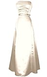 50s Strapless Satin Long Gown Bridesmaid Prom Dress Formal Junior Plus Size, 4X, Ivory