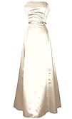 50s Strapless Satin Long Gown Bridesmaid Prom Dress Formal
