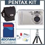 Pentax Optio S12 Digital Kit,Silver with 2 GB SD Memory Card, Table Top Tripod, Camera Case, Professional Lens Cleaning Kit