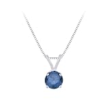 3/8 ct. Blue - I1 Round Brilliant Cut Diamond Solitaire Pendant with Chain in 14K White Gold