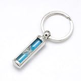 Rhodium plated sand timer key ring