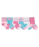 Esprit "Dotted Line" 6-Pack Cuffed Socks (Sizes 12M - 24M)