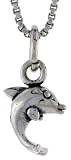 Sterling Silver Jumping Dolphin Pendant, 5/16 in. (8mm) tall