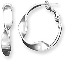 925 Sterling Silver Polished Twisted Round Hoop Earrings - 27mm