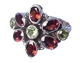 Sterling Silver Garnet & Peridot Ring