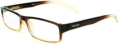 Horisun 748015 Designer Reader EyeWear with Dark Brown and Yellow Frame and Clear Lens
