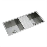 Elkay Avado Collection EFU401810CDB 40 Undermount Double Bowl Stainless Steel Sink with 16-Gauge, 10 Bowl Depths, 3-1/2 Drain, Zero Radius Coved Corners, Work Area and Reversible Design