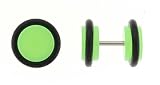 Fake Acrylic Neon Green Plugs - 16 Gauge Earwire - 0G Fake Part - Sold as a Pair