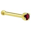 Solid 18KT Yellow Gold 1.5mm Genuine Red Diamond Nose Bone - 18 Gauge