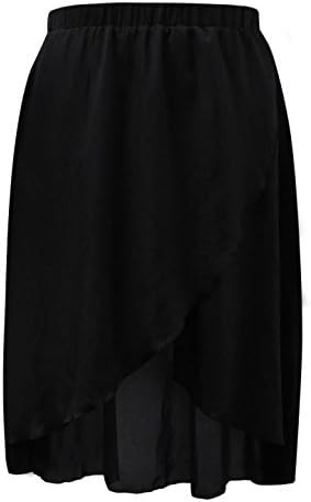 Allegra K Ladies Elastic Waist Asymmetric Hem Long Skirt Black 3X