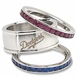 Los Angeles Dodgers Logo Crystal Stacked Ring Set (Size 7)