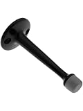 3 3/4 Solid Brass Door Stop With Grey & Black Rubber Tips in Matte Black.