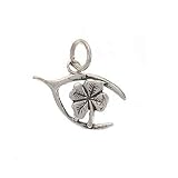 Sterling Silver Charm Lucky Wishbone & Clover Shamrock Irish
