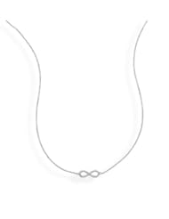 Sterling Silver Rhodium Plated Infinity Cz Necklace 16 Inch Plus 2 Inch Chain