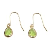 10k Yellow Gold Pear-Shaped Peridot Bezel Earrings