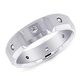 14K White Gold Square Shape Diamond Accented Ring