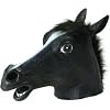 Maske Pferd Gummi Maske schwarz mit Fell, M�hne