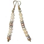 Pearl Earrings 01 Dangle White Pink Swarovski Crystal Healing Gemstone 2.5