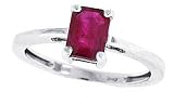 1.00ct Emerald Cut Genuine Ruby Ring in 10Kt White Gold
