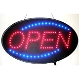 LED Neon Light Open Sign Animation On/off Blue LED Oval Style RS30