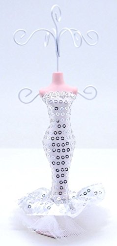 White & Silver Tight Dress Mannequin Jewellery Necklace Display Holder Stand MY-2908