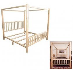 Cumberland Bay Canopy Bed - King (White Cedar) (89L x 84W x 80H) by Old Adirondack Inc.