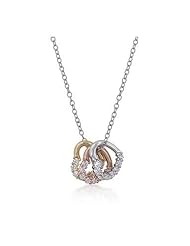 Three Toned Hearts Cluster Necklace