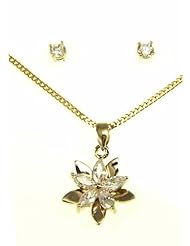 kala-isjewels - Ladies -18ct Gold Plated CZ Pendant ( 1" ) , Earrings and Chain (17,71" )
