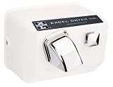 Excel Dryer 76-W Cast Cover Series Hands On Push Button Surface Mounted Hand Dryer - White Epoxy