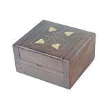 Outdoor Living : Sheesham Wood Box with Brass Inlay Hearts Design