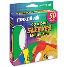 Maxell CD-401 Multi-color CD/DVD Sleeves - 50 pack
