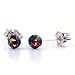 Aurora: 4mm Black Australian Opal Ball Stud Post Earrings Solid 925 Sterling Silver