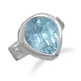 Sterling Silver Pear Shape Blue Topaz Ring