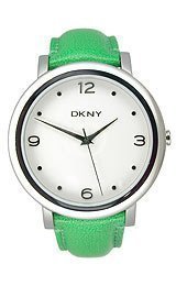 DKNY Leather Green Strap White Dial Women's watch #NY4897