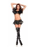 Black Feather Mini Skirt And Top Set - SMALL/MEDIUM