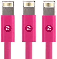Zenotech 3 x PCS Cable Data Charging 3 Ft iOS 8 Lightning cable for iPhone 6, 6 plus, 5, 5S, 5C iPad Lightning USB Charger Cable Data Sync 1 meter - iOS 8 Compatible LM Hotpink