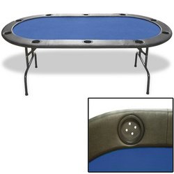 Trademark Poker Full Size Texas Hold’em 83 x 44-Inch Poker Table (Blue Felt)