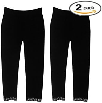 2 Pack Lace Trimmed Girl Leggings