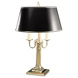 Ledu Three-Bulb Incandescent Candelabra Lamp Black Parchment Shade Brass Ba ....
