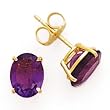 14k Gold & Amethyst Oval Post Earrings