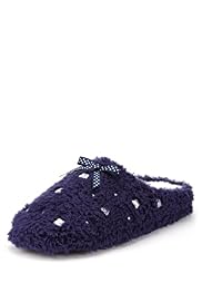 Per Una Recycled Button & Bow Mule Slippers