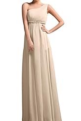 One Shoulder Empire   Waistline Chiffon Evening Dress 