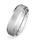14k White Gold Custom Made 65 Mm Comfort Fit Dome Wedding Band W Beveled Edges Brushed Satin Stripe Center Size N