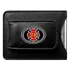 Firefighter Leather Money Clip Card Holder