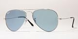 RAY BAN 3025 LARGE METAL W3237 SILVER BLUE LENS AVIATOR SUNGLASSES by