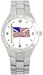 US Flag Waving American Theme #2- WATCHBUDDY&reg; DELUXE STAINLESS STEEL WATCH - Large Sixe (Men's or Extra Long Women's Size)