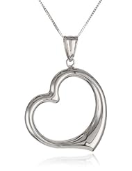 14k White Gold Heart Pendant Necklace, 18"
