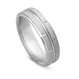 14k White Gold Comfort Fit Men's Wedding Band, 6mm