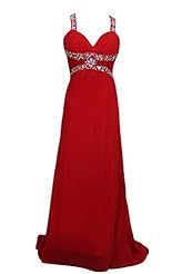 Plus Size A-line Empire   Waistline Sleeveless Spaghetti Strap Crystal Backless Chiffon Evening Dress/Prom Dress/Party Dress  with a Brush/Sweep Train 